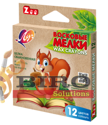 Creioane colorate cerate 12 culori, hexagonale, ZOO